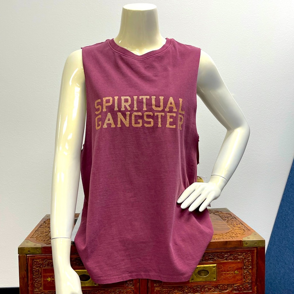 Spiritual Gangster - SGV Cut Off Band Tank in wine